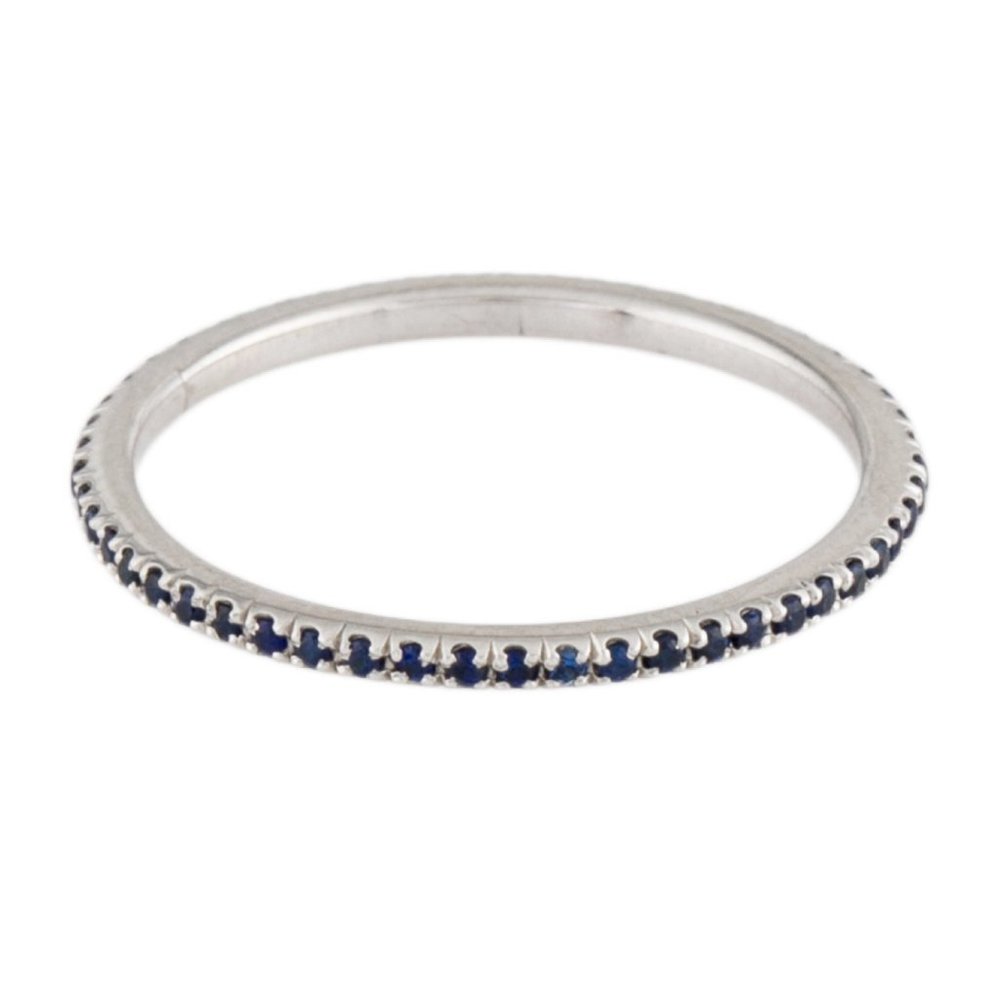PLATINUM SAPPHIRE ETERNITY STACKABLE BAND RING - Picture 2 of 9